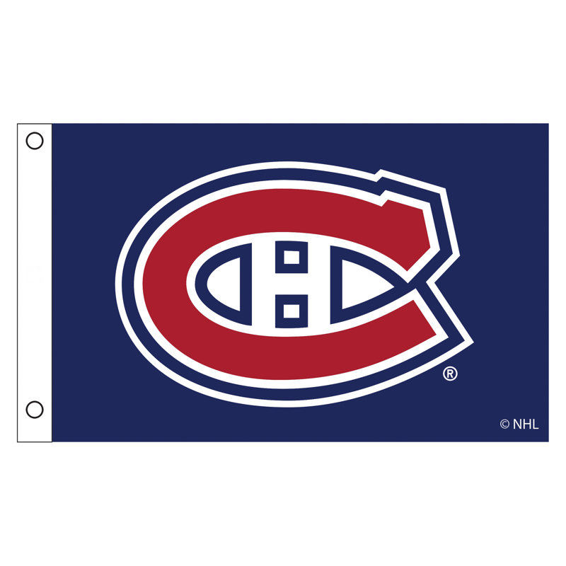 Drapeau de maison en polyester à double face H 36 po x l 60 po, Rouge / bleu / blanc, Montreal Canadiens