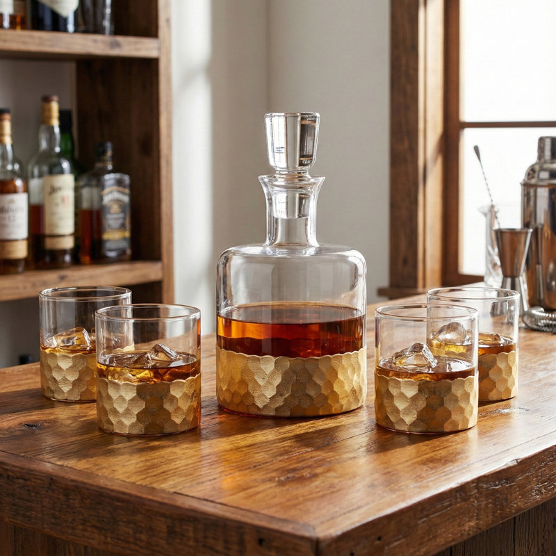 Lott Glass 5 - Piece Beverage Serving Set, Gold