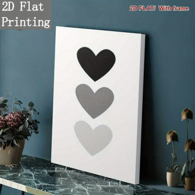 Impression sur toile Calm Minimalist Black Grey Heart - Urban Studio