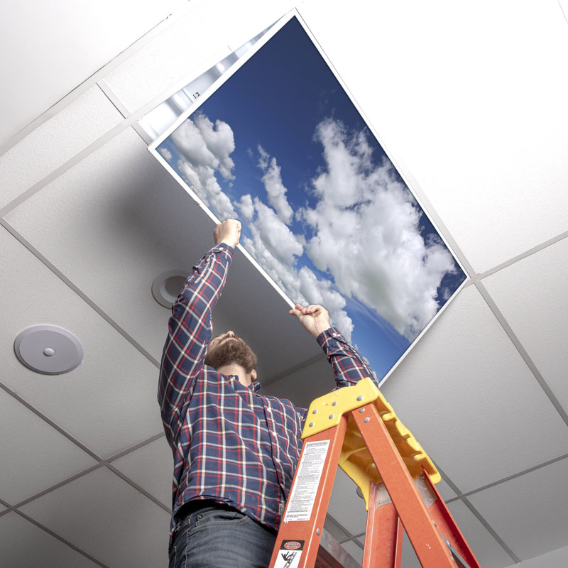 Cloud Classroom Fluorescent Light Covers for Ceiling Lights - For 2x4 Light Fixture - by Octo Lights