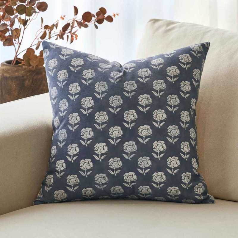 Housse de coussin Monza, Bleu cendré, H 18 po x l 18 po