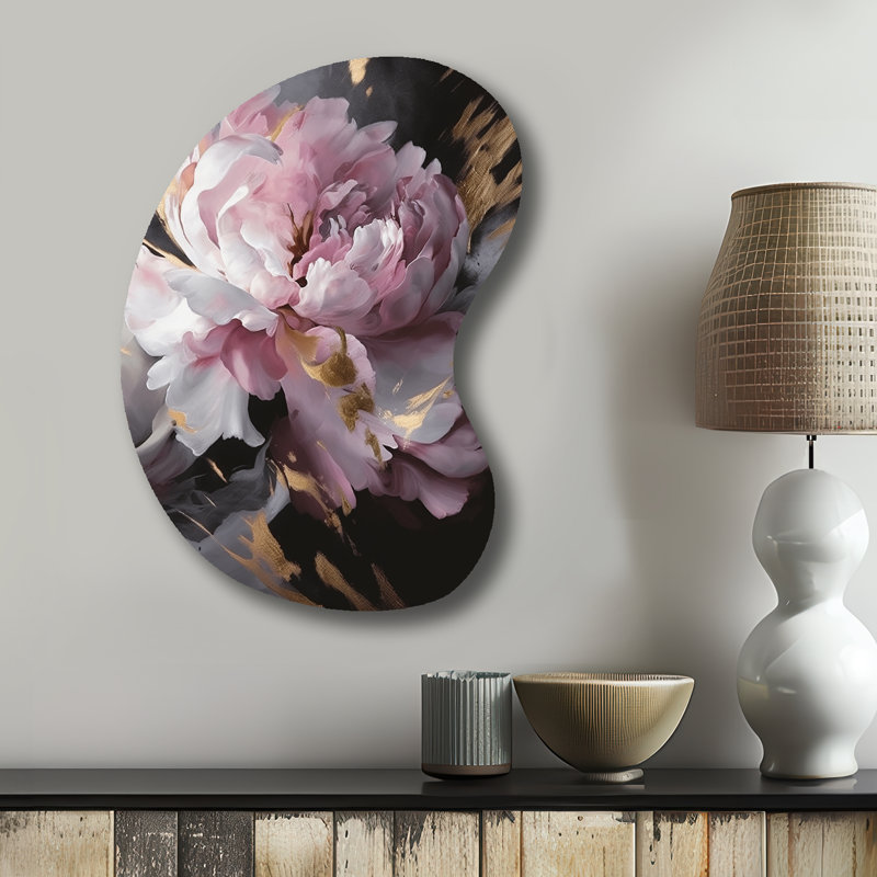 Harmonieux rose gris pivoine II, H 31 po x l 22 po x P 1 po