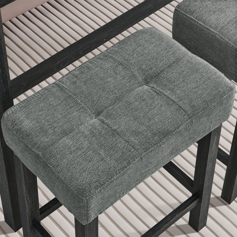 Ensemble de table de salle à manger à 4 pieds pour 3 personnes avec tabourets capitonnés, Noir, Gris