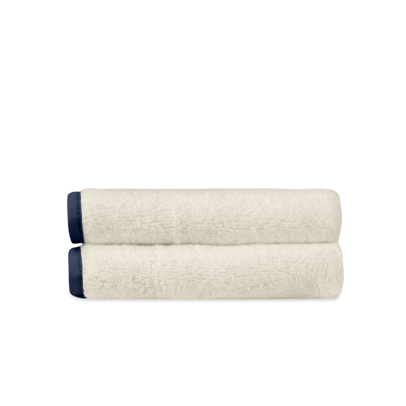 Antalya 2-pc Face Towel Set, Ivory/Navy Blue