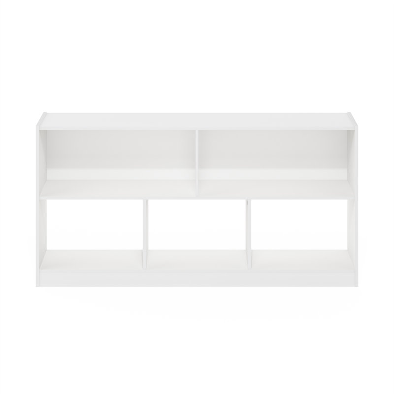 Natisha 5-Cube Horizontal 2 Tier Bookcase, Bookshelf, Storage Organizer, 47 Width,, White