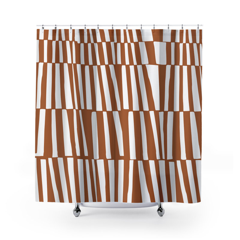 Thora Abstract Mid-Century Shower Curtain, Orange