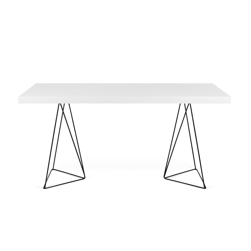 Cowley Writing Desk, Pure White/Black, 180 x 77cm