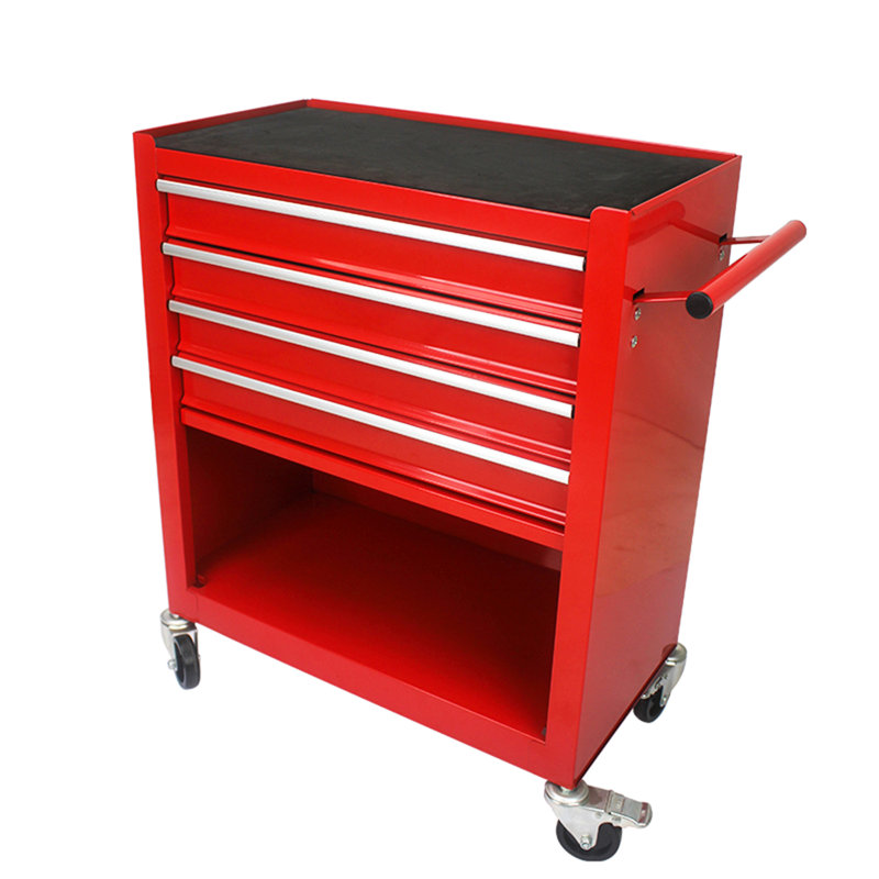 Chariot à outils multifonctionnel avec 4 roulettes, Rouge
