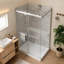 Porte de douche coulissante double en verre trempé nickel brossé de 109 à 122 cm avec pellicule nano anti-explosion