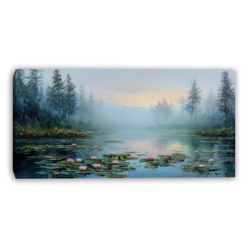 «Morning Water Lilies», art mural sur toile tendue, H 24 po x l 48 po x P 1,5 po