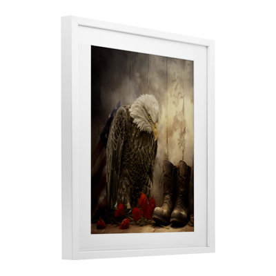 «Solenn Memory Eagle & Roses», reproduction sous verre encadrée, design par Kelley Parker