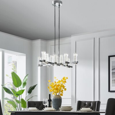 Vasiliya 12 Light Chandelier // Matte Black -  Orren Ellis, 23E60C58C0E6438FB0F8A8C64E0883B8