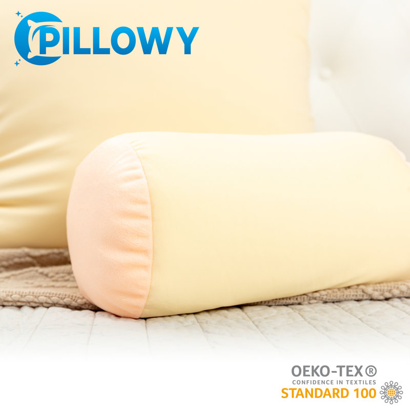 Microbead Bolster Neck Roll Pillow, Off White Cream