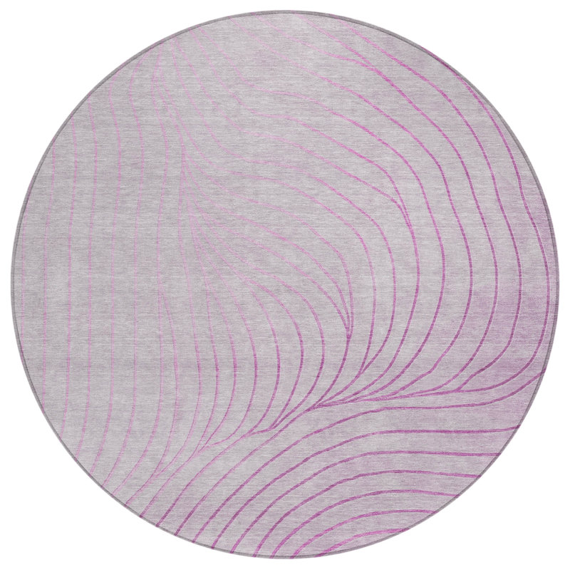Machine Washable Indoor/Outdoor Xhevrie Blush Rug, Round 8'