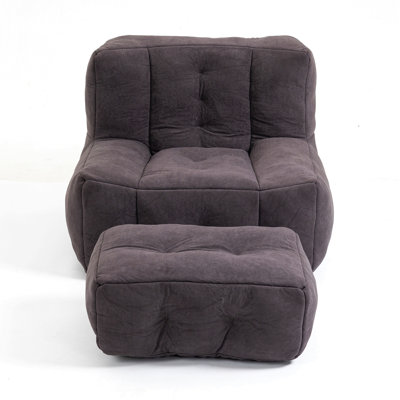 Fluffy Bean Bag Chair, Comfortable Bean Bag For Adults And Children, Super Soft Lazy Sofa Chair With Memory Foam And Ottoman, Indoor Modern Focus Bean by Dakota Fields