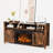 Rustic Brown Hanady For 70 Inch Tv Farmhouse Entertainment Center with Electric Fireplace Included