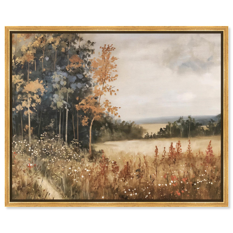 Art Remedy, toile de paysage campagnard, palette d'automne, H 25 po x l 31 po, Cadre flottant doré