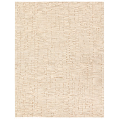  Tapis rayé ivoire et crème fait à la main Herculean LAB02 (6 pi x 9 pi)