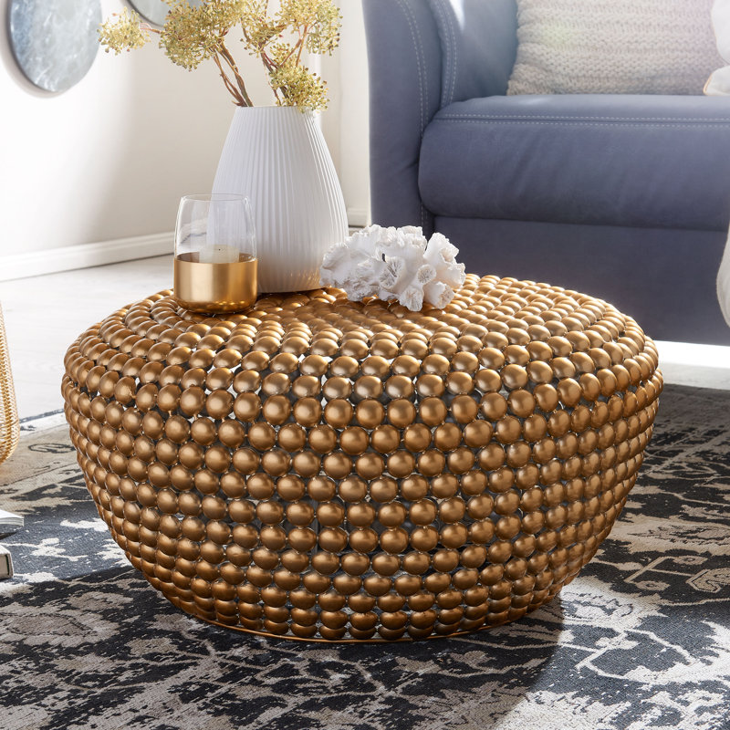 Dupras Solid Coffee Table, Gold, 30cm H x 60cm W x 60cm D