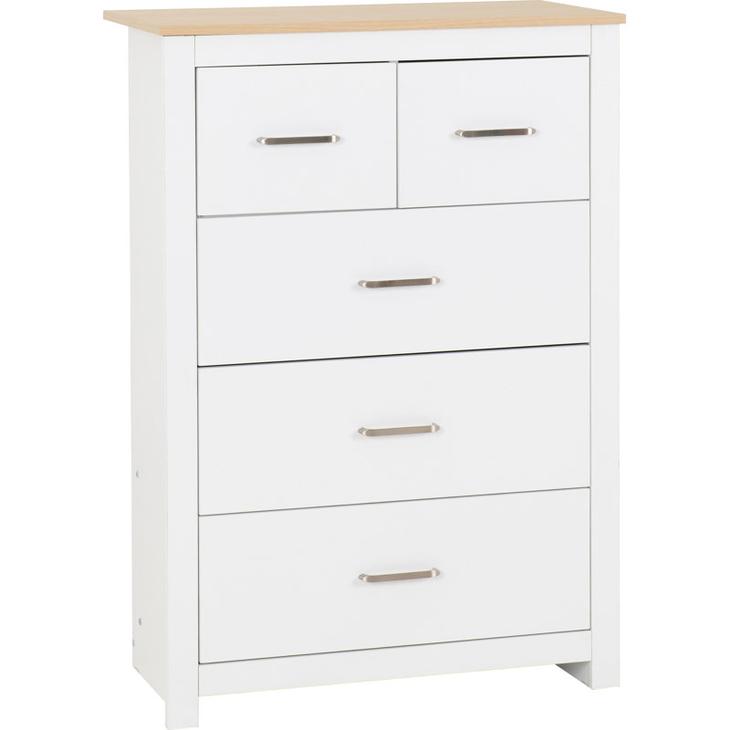 Henryville 80cm W 5 - Drawer Chest of Drawers, White