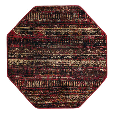 Blakely Geometric Area Rug in Burgundy/Brown/Black