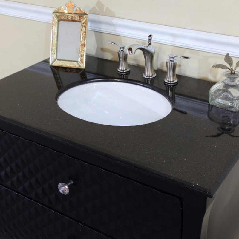 Black Diamond Pattern Single Vanity with Black Galaxy Granite Top