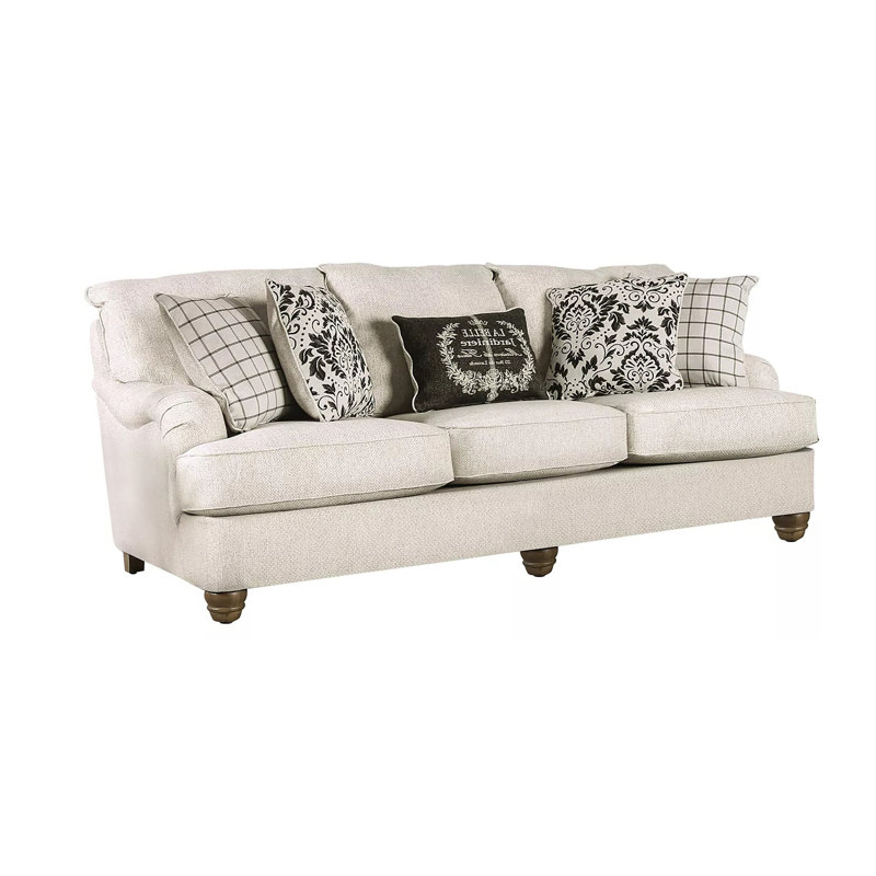 93.4" W Transitional Sofa, Ivory