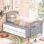 Gris et blanc, structure de lit simple, bois massif, 6 tiroirs, capacité de 200 lb, lit de support de matelas, pin, décor moderne