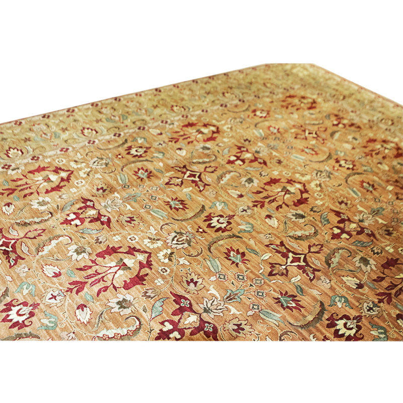 Hand Knotted Wool Area Rug in Gold