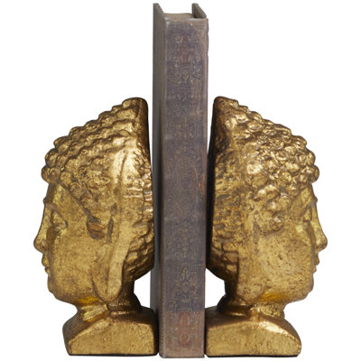 Metal Distressed Buddha Decorative Bookends Set