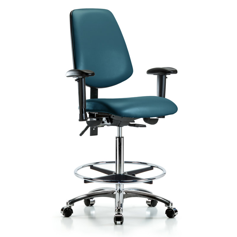 Chaise de travail ergonomique Landolfo, Bleu marine, Roulettes, Oui