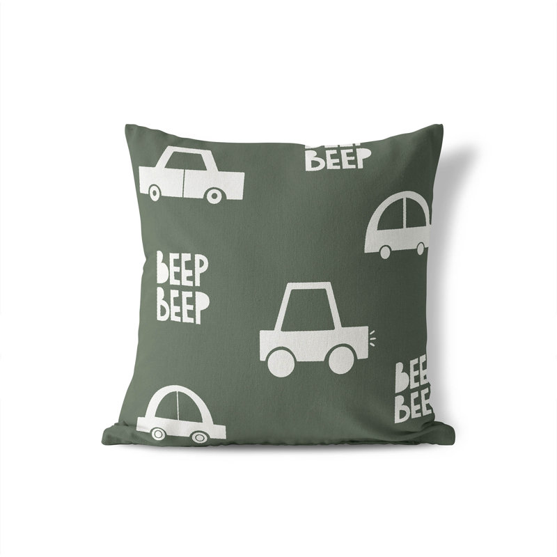 Coussin Beep, Chimichurri / vert / ivoire, H 26 po x l 26 po