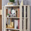 Bibliothèque ovale en bois ouverte, bibliothèque autoportante à cadre en panneau de fibres à densité moyenne, support de rangement à 5 niveaux facile à assembler pour le salon, décoration de bureau à domicile-581312289