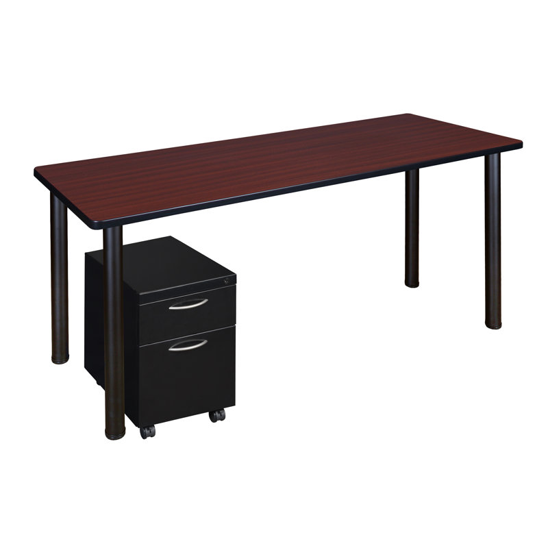 Table de bureau Kee, Acajou / Noir, H 29 po x l 66 po x P 24 po