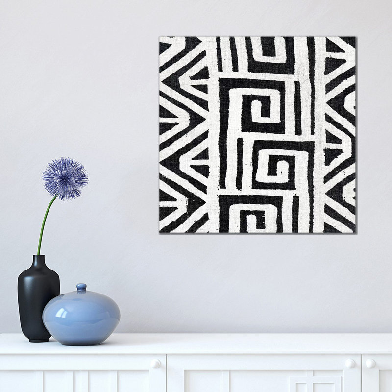 Mudcloth White Geometric Design VIII by Ellie Roberts - Wrapped Canvas Print, 45.72 cm H x 45.72 cm W x 1.91 cm D