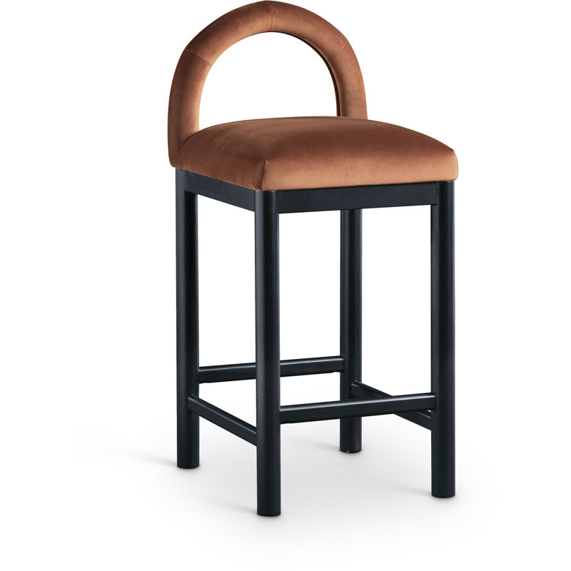 Conrad Letcher Velvet Counter Stool, Cognac Velvet Seat/Black Frame