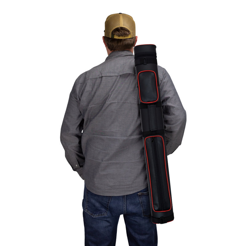 Action Piping ACP22 2x2 Hard Pool Cue Case Billiard Stick Bag Billiards Cues, Black/Red