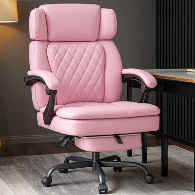 Desk Chair Pink Porthos Home Pink Modern Office Chair, 360-Degree
