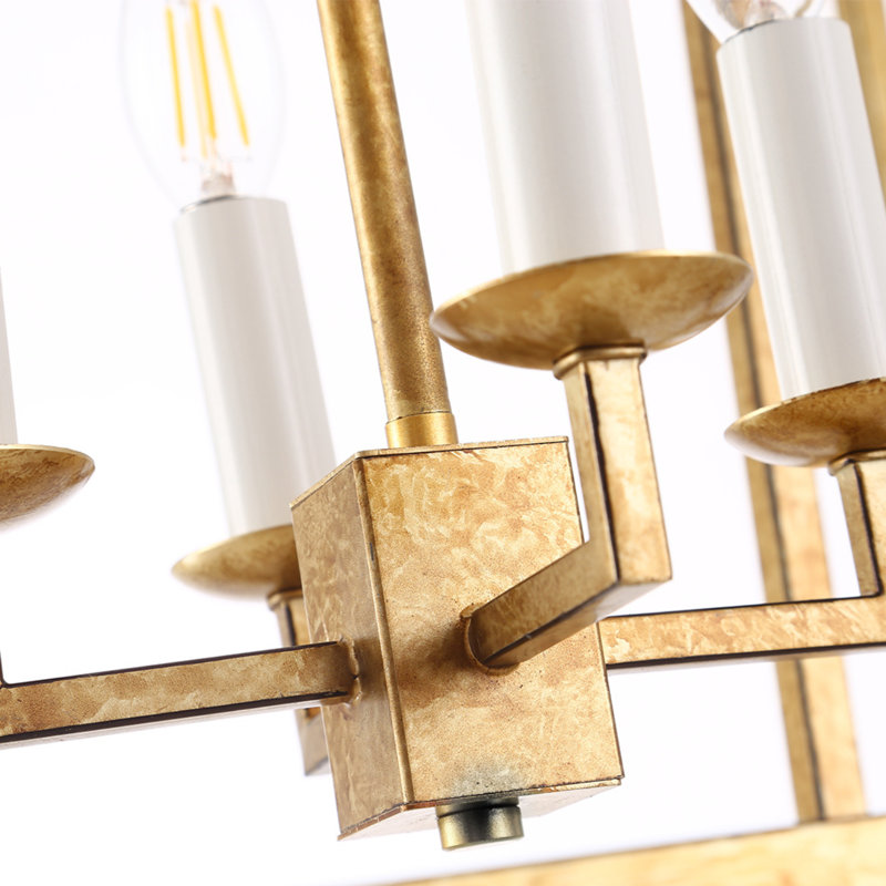Luminaire suspendu à 4 lumières avec une lanterne ouverte avec un cadre décoratif en cage