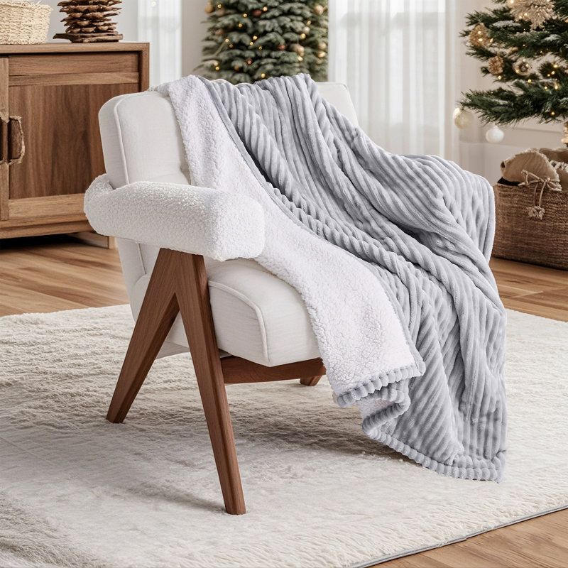 HBT Electric Fleece Heated Throw Blanket, Light Gray, 84" L x 62" W