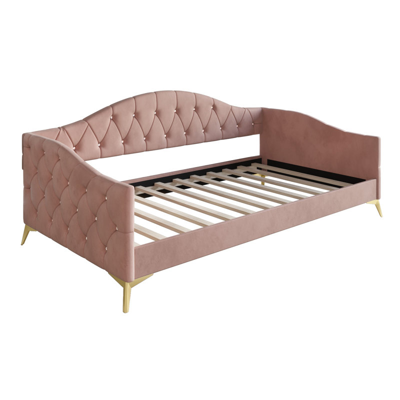 Upholstered Velvet Daybed, Pink