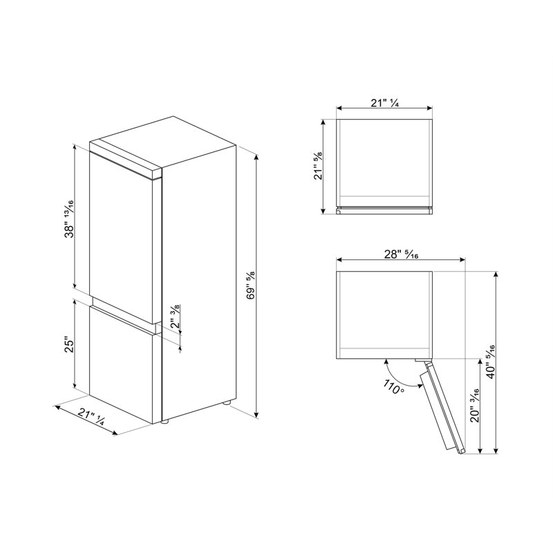 Réfrigérateur encastré universel 24 po Smeg