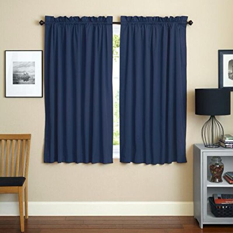 Cotswold Cotton Blend Curtain Pair, Navy Blue/Ruby Red, 52" W x 63" L