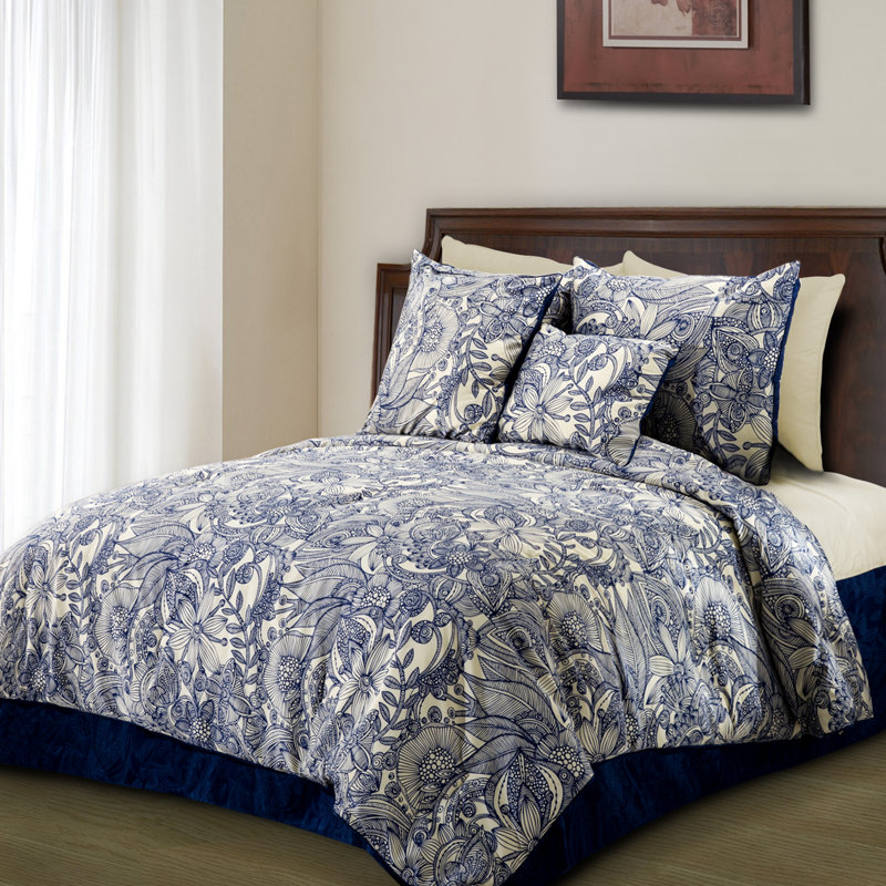 Ensemble de housse de couette en micro fibre Flowers and Doodles, Double / Grand
