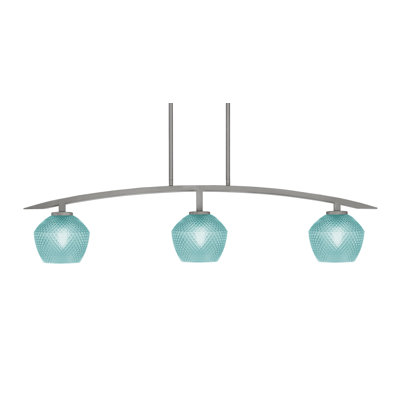 Kurve 3 Light Island Light Shown In Graphite Finish With 6" Textured Glass