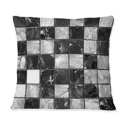 Grey Modern Mosaic Tile VI - Modern Throw Pillow