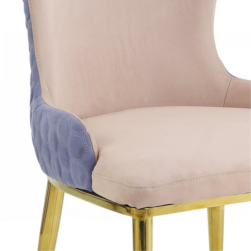 Chaise d'appoint en tissu beige et fini doré (lot de 2)