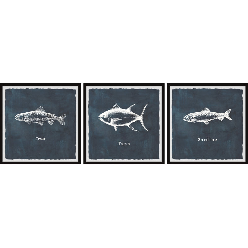 Lonoke Tuna And Sardine by Marmont Hill - 3 Piece Print Set, 81cm H x 81cm W x 3.81cm D