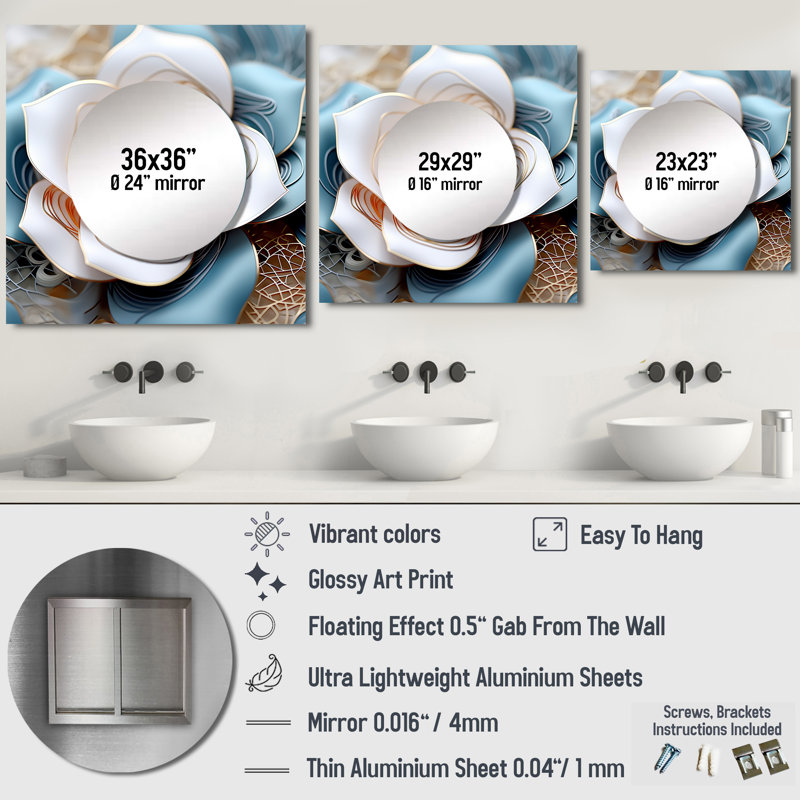 Mojca - Grand miroir carré rose pour décoration murale, 23 po x 23 po
