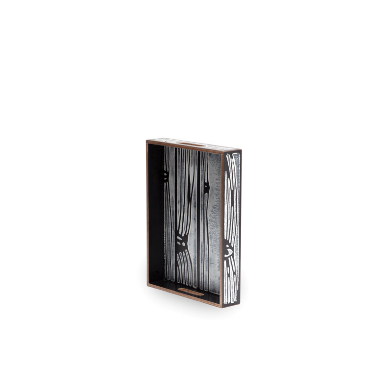 Wrongwoods Wood Decorative Tray, White/Black